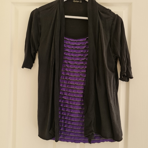 Tops - Quelque Purple Black Top